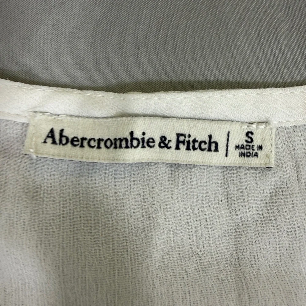 Abercrombie & Fitch White Chiffon Wrap Blouse Ruffle Cuff S Coquette Balletcore